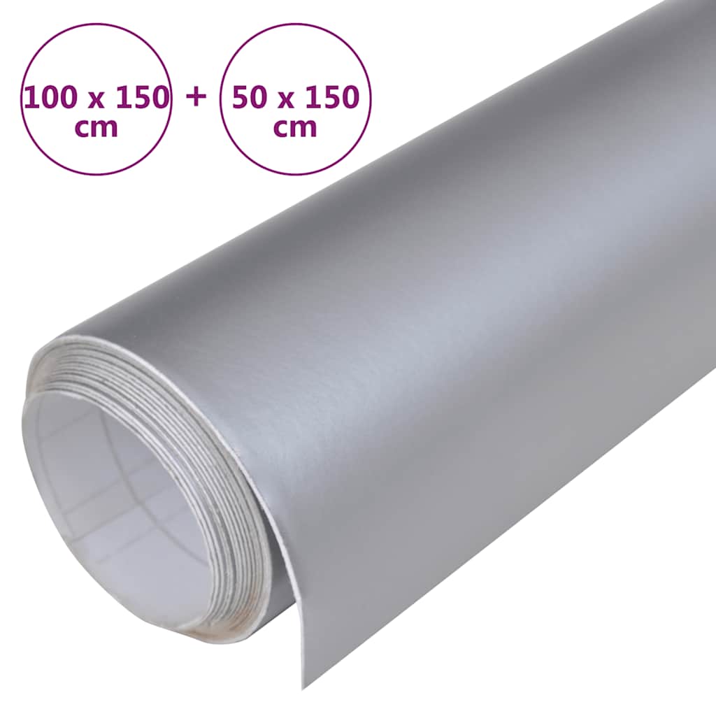 vidaXL Folie samochodowe, 2 szt., matowe srebrne, 100x150 + 50x150 cm