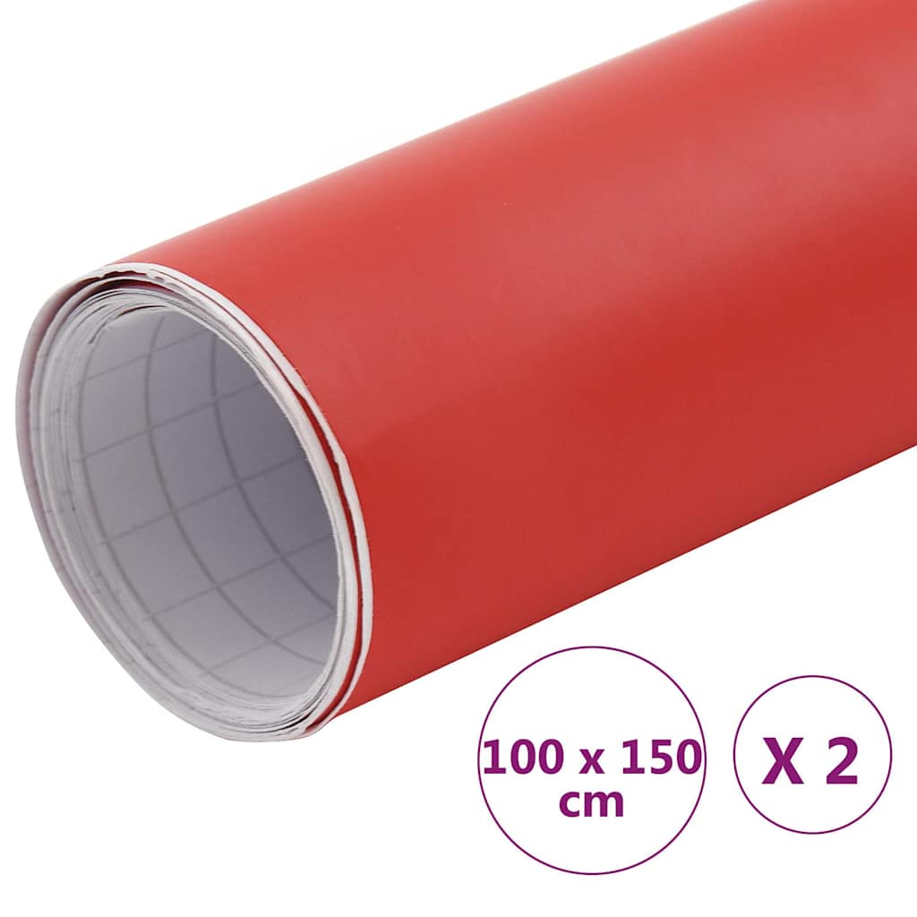 vidaXL Folie samochodowe, 2 szt., matowe czerwone, 100x150 cm