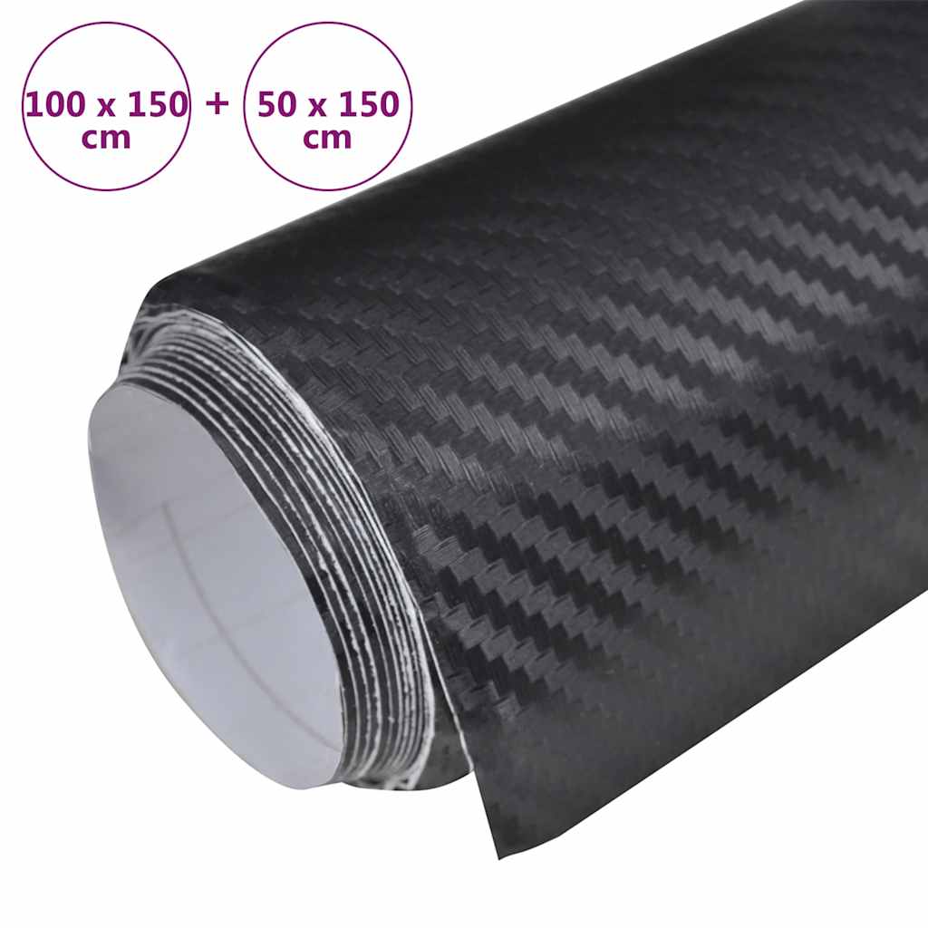 vidaXL Folie samochodowe 3D, 2 szt., czarne, 100x150 + 50x150 cm