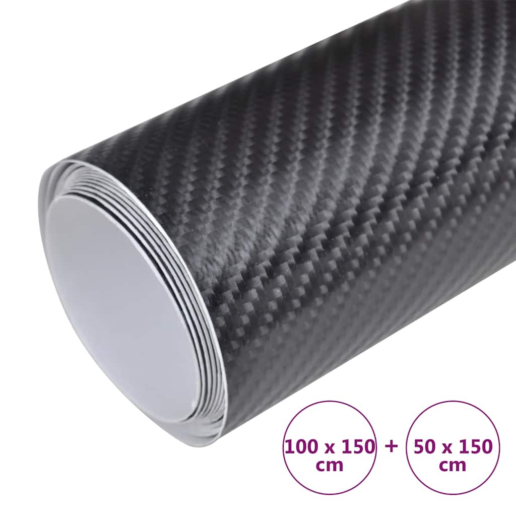 vidaXL Folie samochodowe 4D, 2 szt., czarne, 100x150 + 50x150 cm