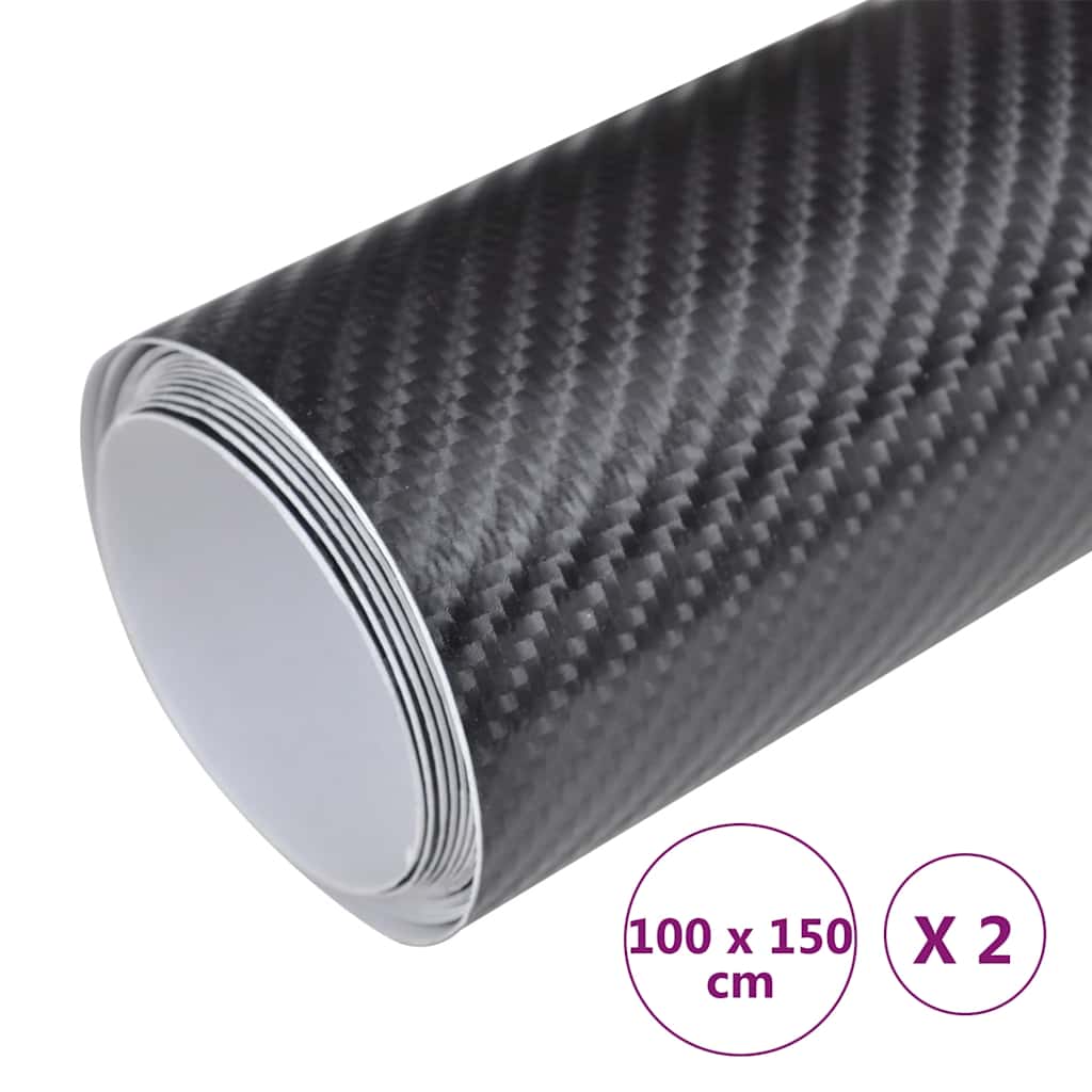 vidaXL Folie samochodowe 4D, 2 szt., czarne, 100x150 cm
