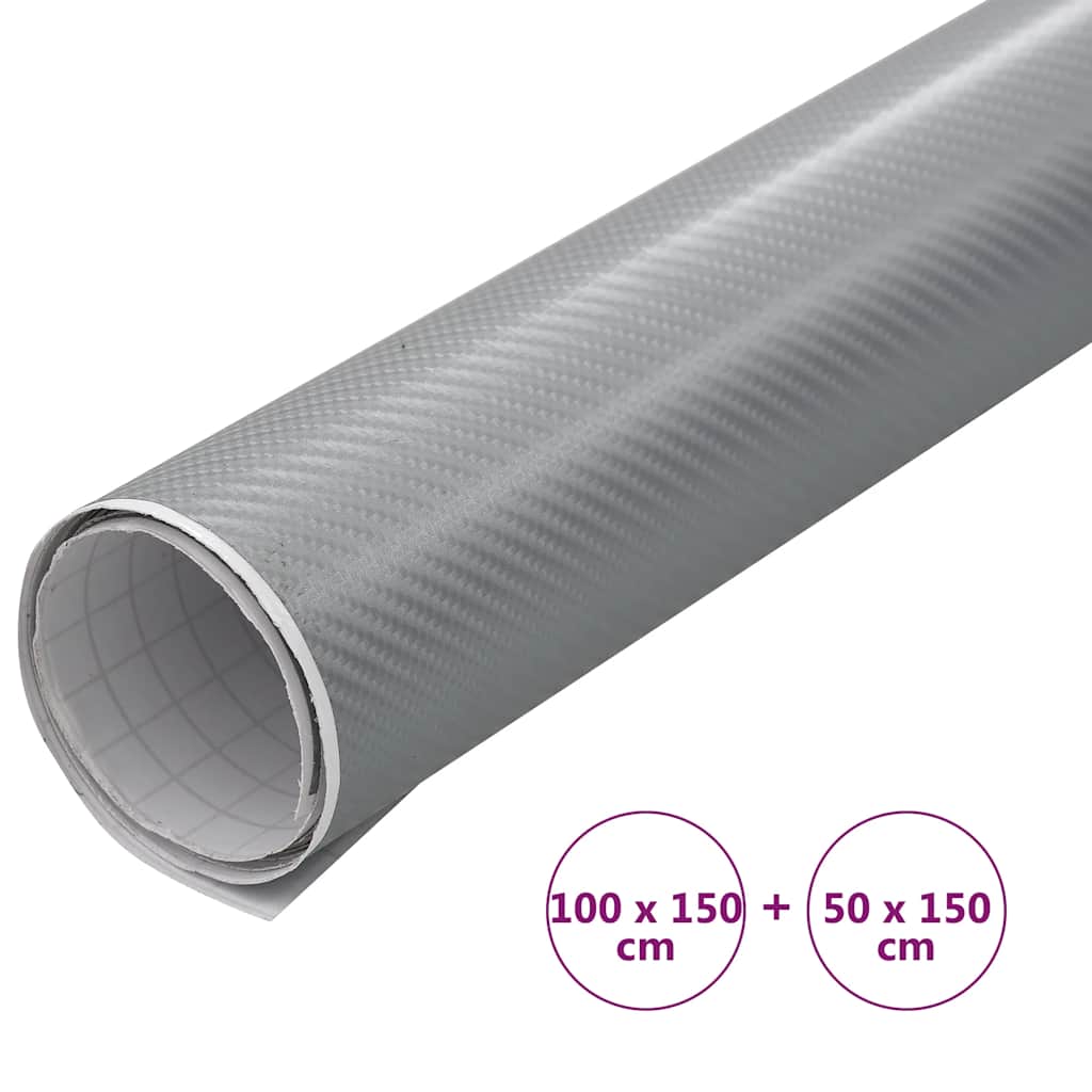 vidaXL Folie samochodowe 4D, 2 szt., srebrne, 100x150 + 50x150 cm