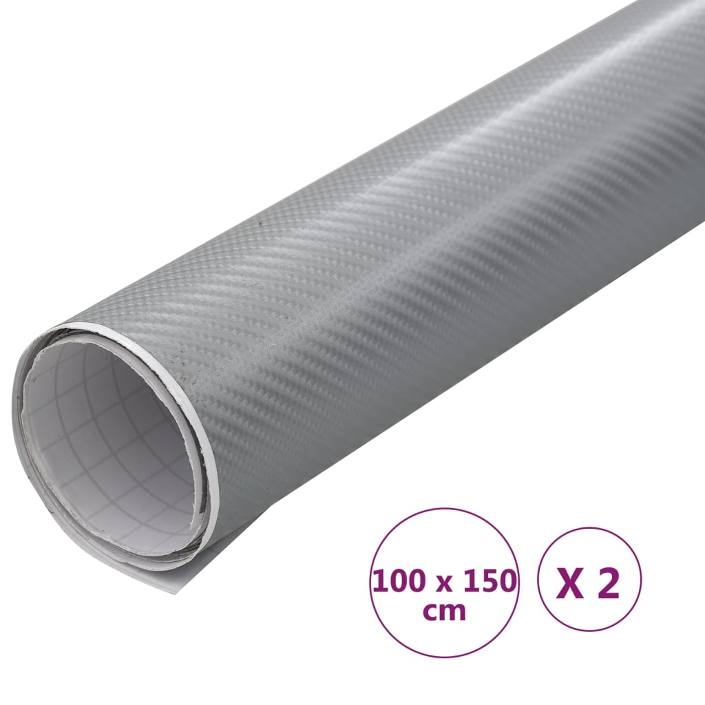 vidaXL Folie samochodowe 4D, 2 szt., srebrne, 100x150 cm