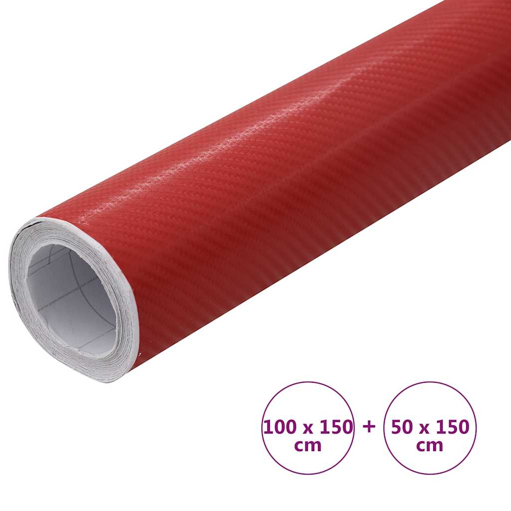 vidaXL Folie samochodowe 4D, 2 szt., czerwone, 100x150 + 50x150 cm