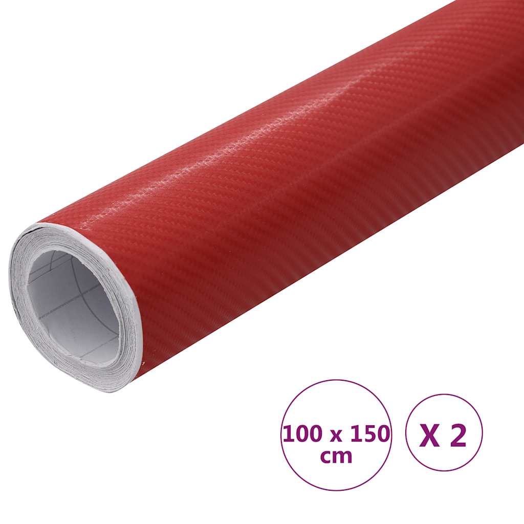 vidaXL Folie samochodowe 4D, 2 szt., czerwone, 100x150 cm
