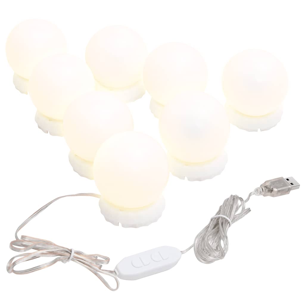 vidaXL Lustro ścienne z lampkami LED, bez ramy, prostokątne, szklane