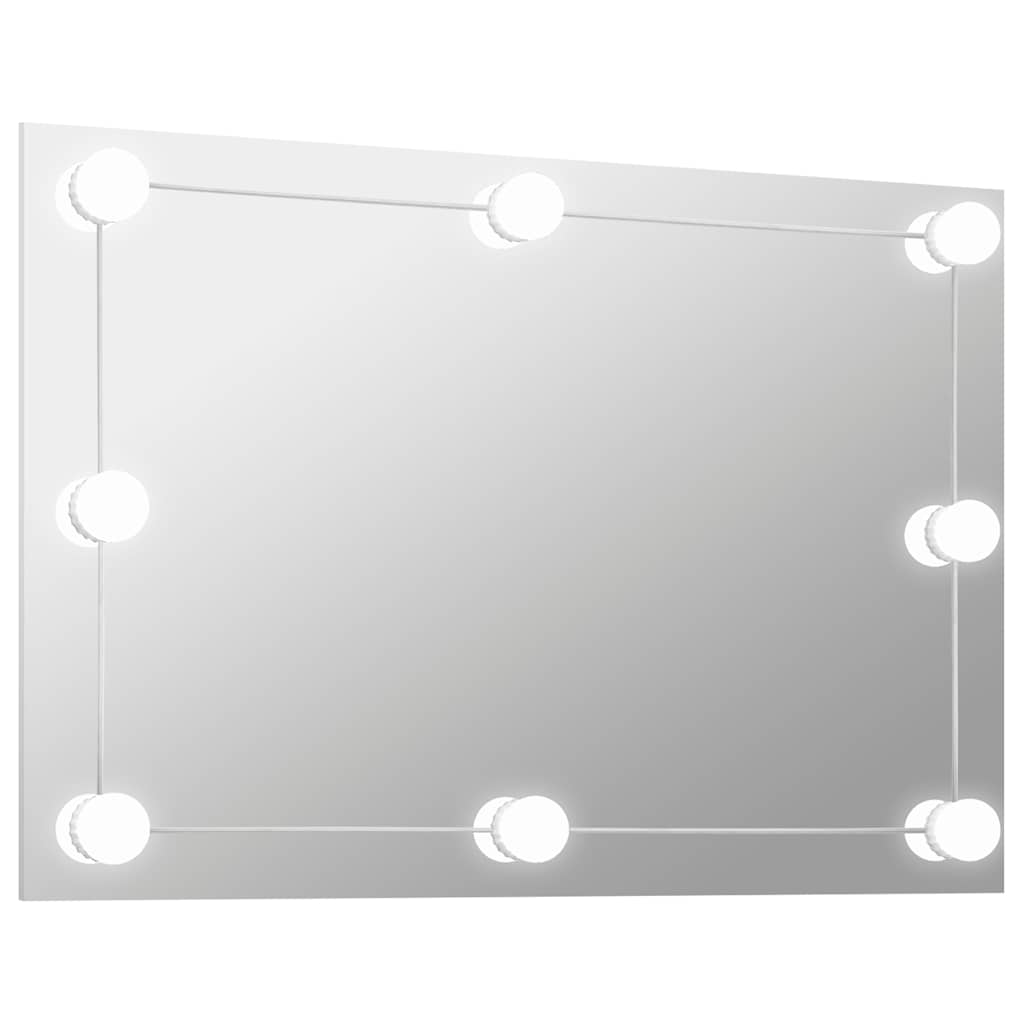 vidaXL Lustro ścienne z lampkami LED, bez ramy, prostokątne, szklane