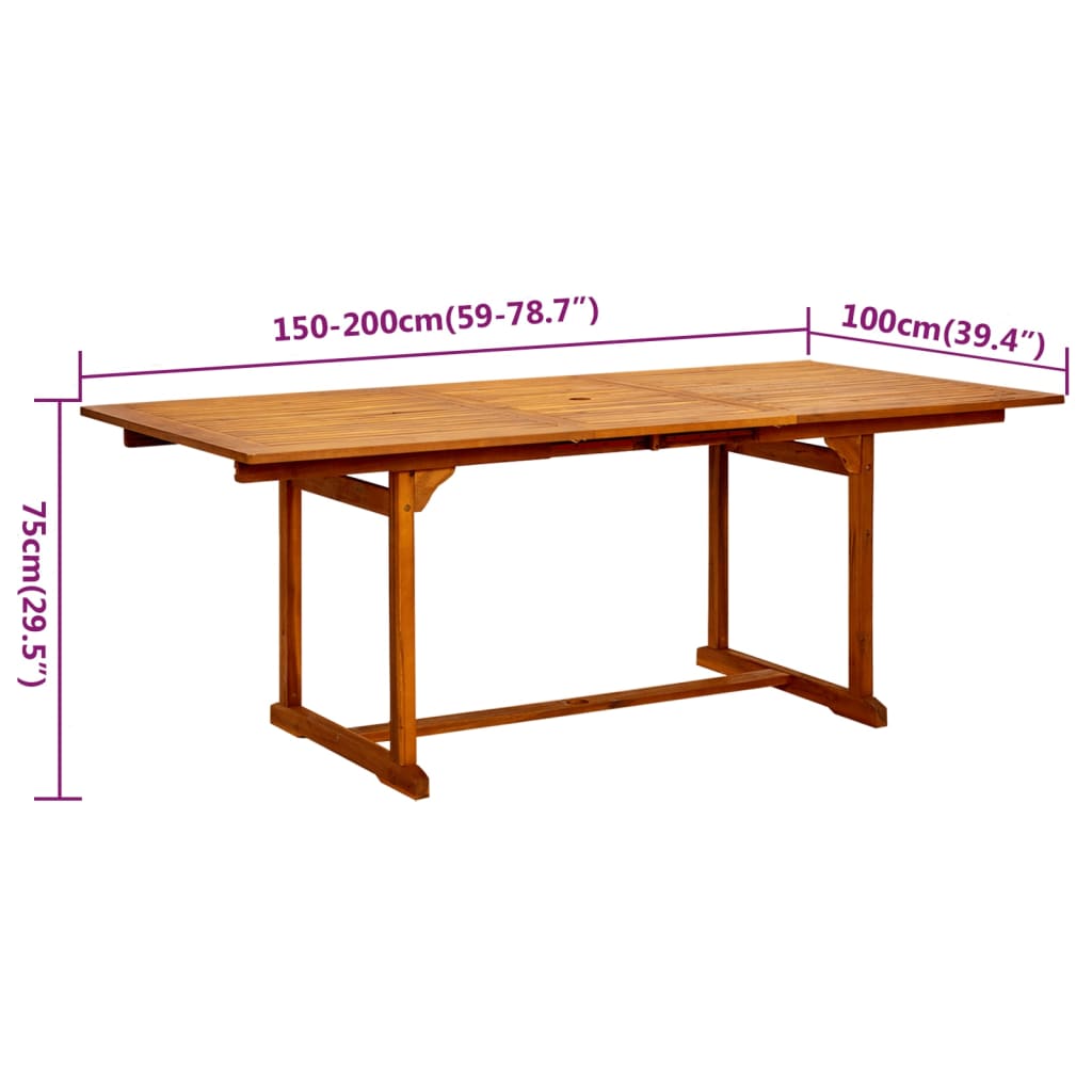 vidaXL 5-cz. zestaw mebli ogrodowych, lite drewno akacjowe, 150-200 cm