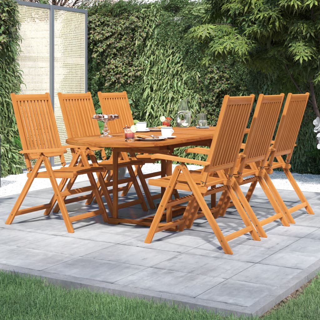 vidaXL 7-częściowy zestaw mebli ogrodowych, lite drewno akacjowe, 160-240 cm
