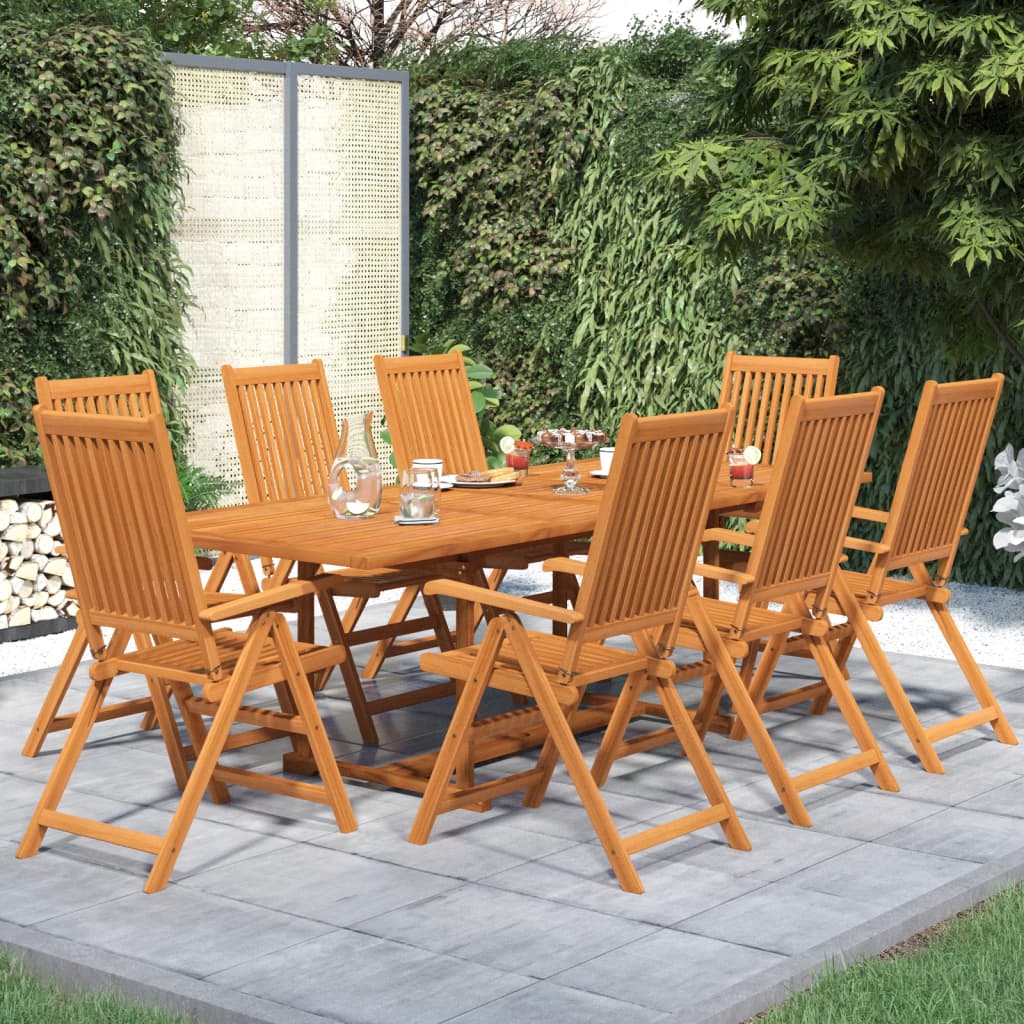 vidaXL 9-częściowy zestaw mebli ogrodowych, lite drewno akacjowe, 160-240 cm