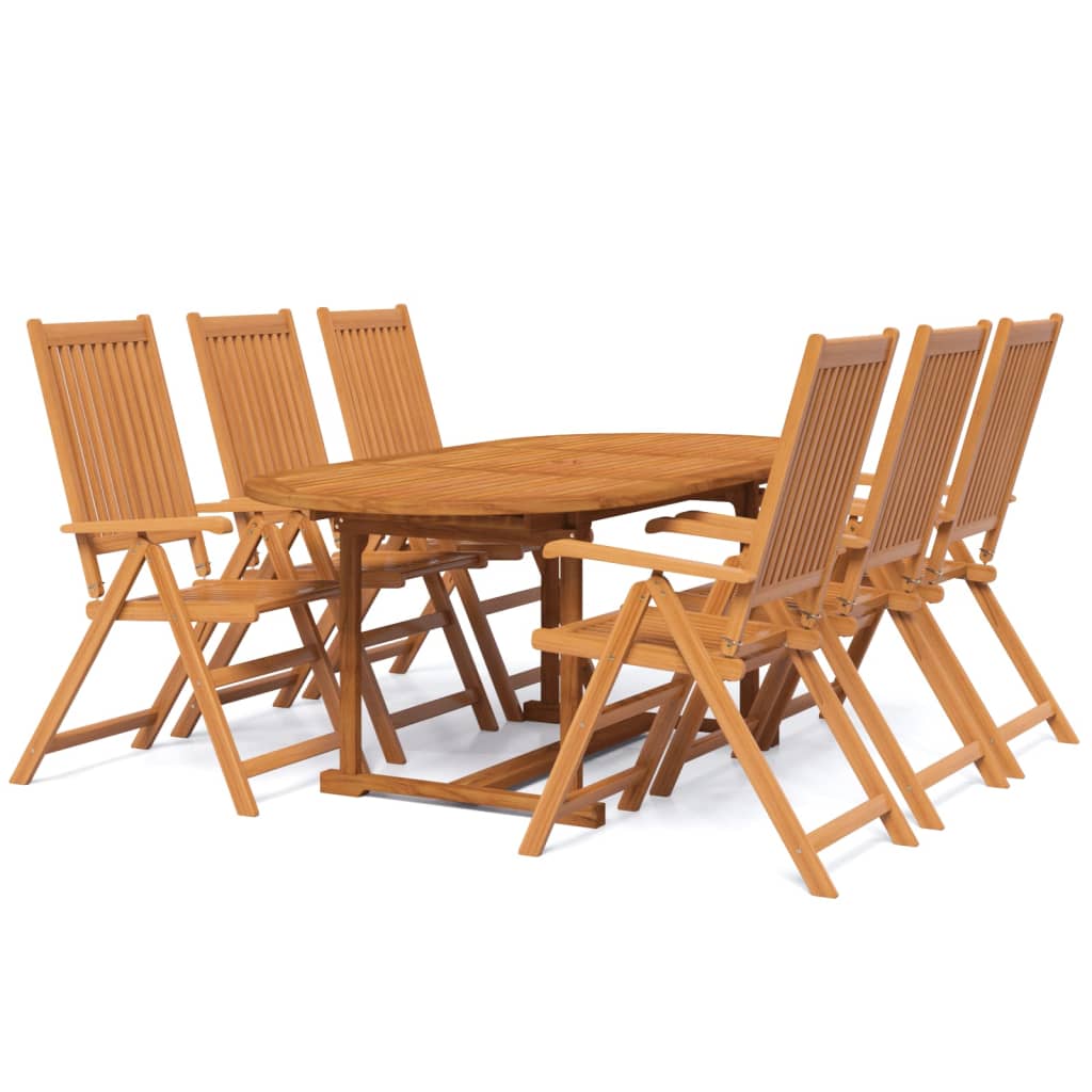 vidaXL 7-częściowy zestaw mebli ogrodowych, lite drewno akacjowe, 120-170 cm