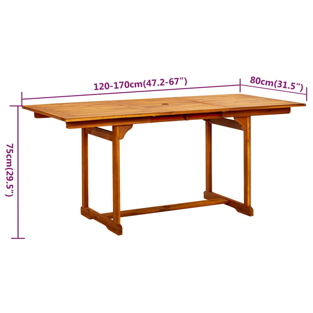 vidaXL 5-częściowy zestaw mebli ogrodowych, lite drewno akacjowe, 120-170 cm