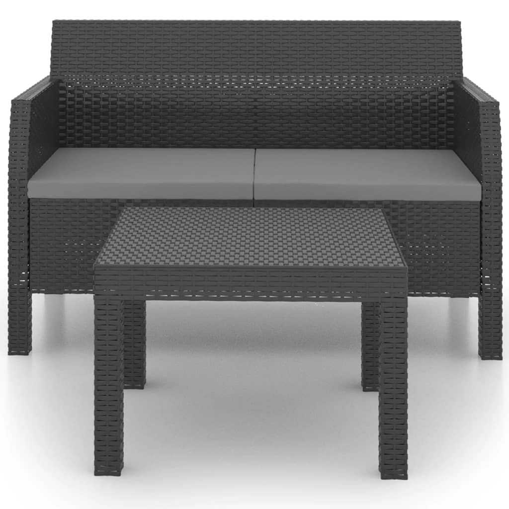 vidaXL 2-cz. zestaw wypoczynkowy, poduszki, rattan PP, antracyt