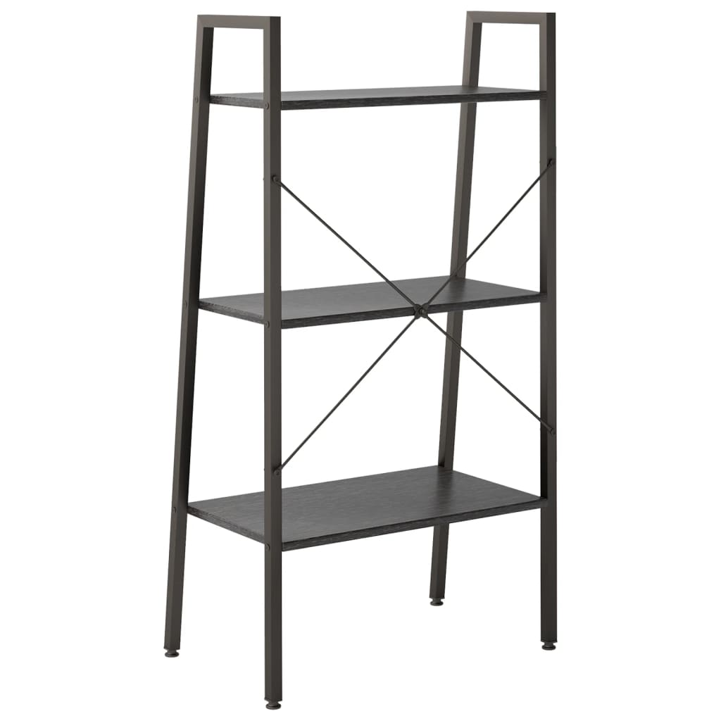 vidaXL Regał drabina z 3 półkami, czarny, 56x35x108 cm