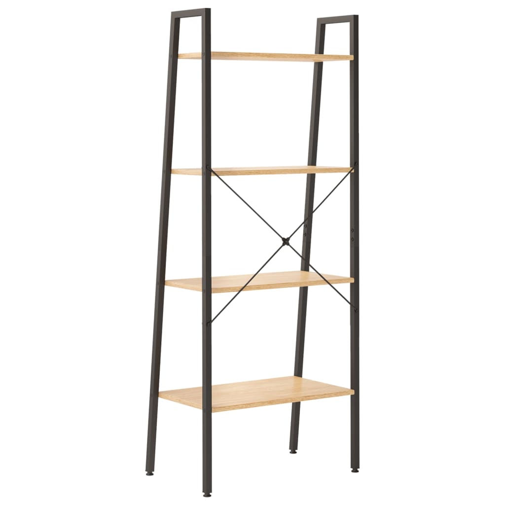 vidaXL Regał drabina z 4 półkami, jasnobrązowo-czarny, 56x35x140 cm