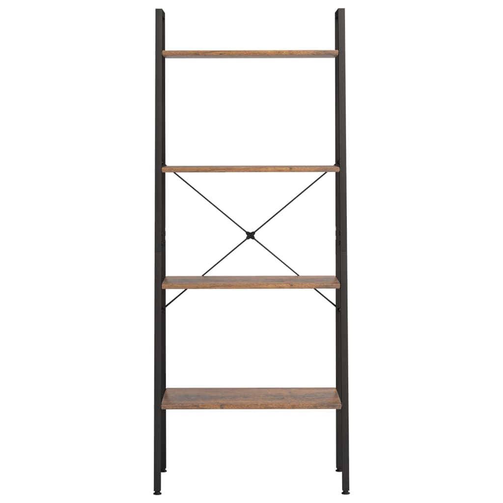 vidaXL Regał drabina z 4 półkami, ciemnobrązowo-czarny, 56x35x140 cm