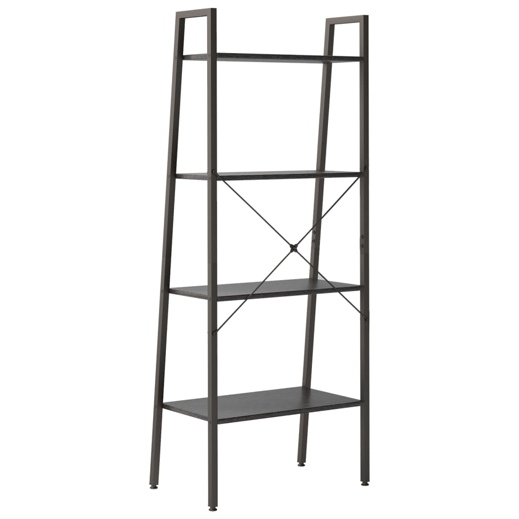 vidaXL Regał drabina z 4 półkami, czarny, 56x35x140 cm