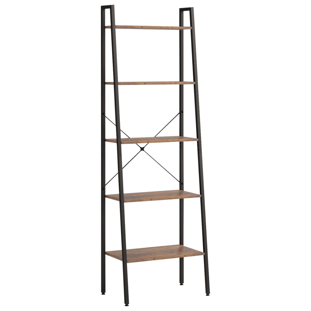 vidaXL Regał drabina z 5 półkami, ciemnobrązowo-czarny, 56x35x174 cm