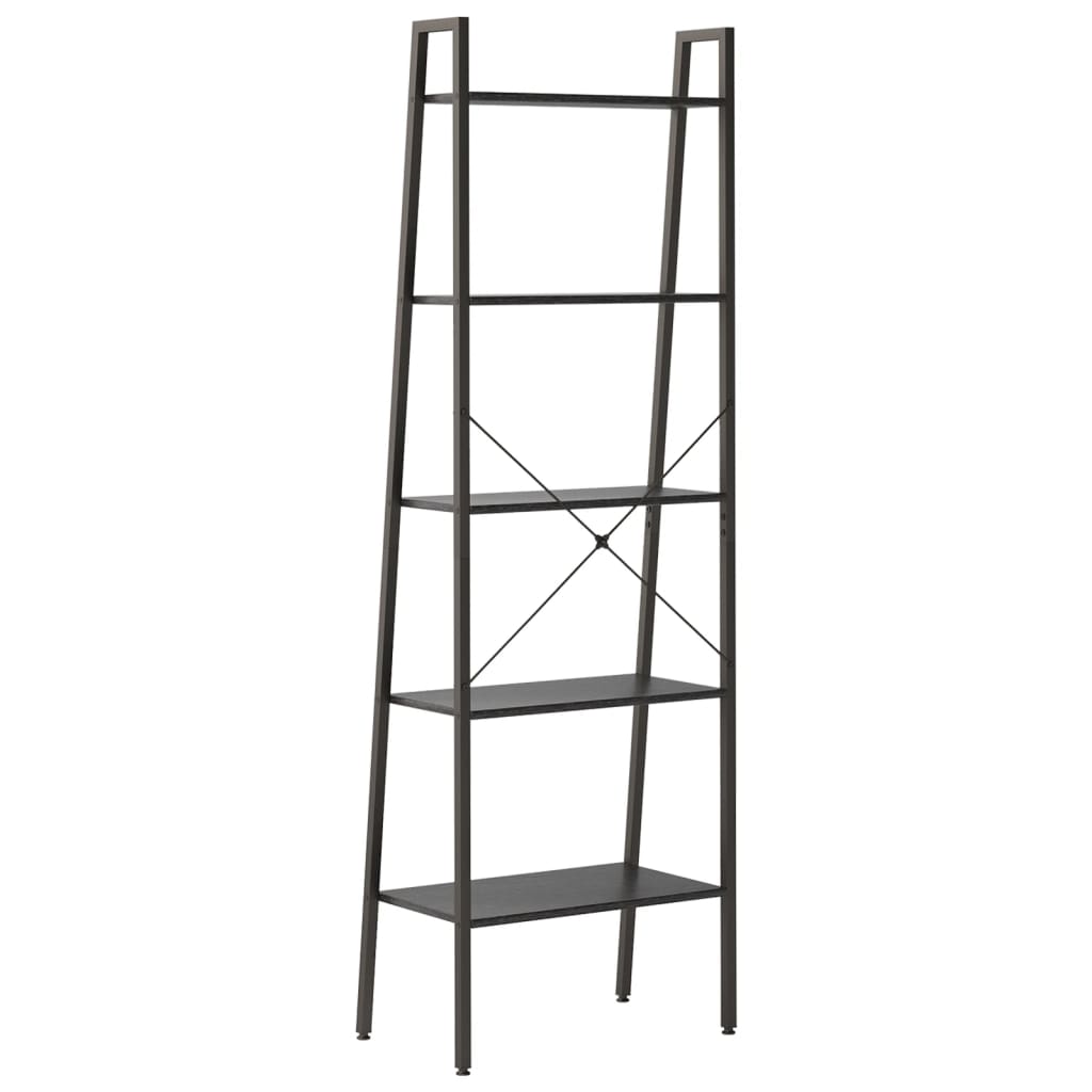 vidaXL Regał drabina z 5 półkami, czarny, 56x35x174 cm