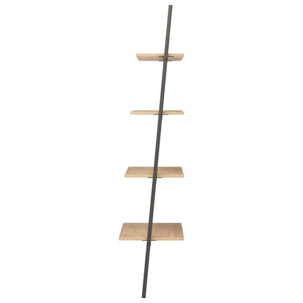 vidaXL Regał drabina z 4 półkami, jasnobrązowo-czarny, 64x34x150,5 cm