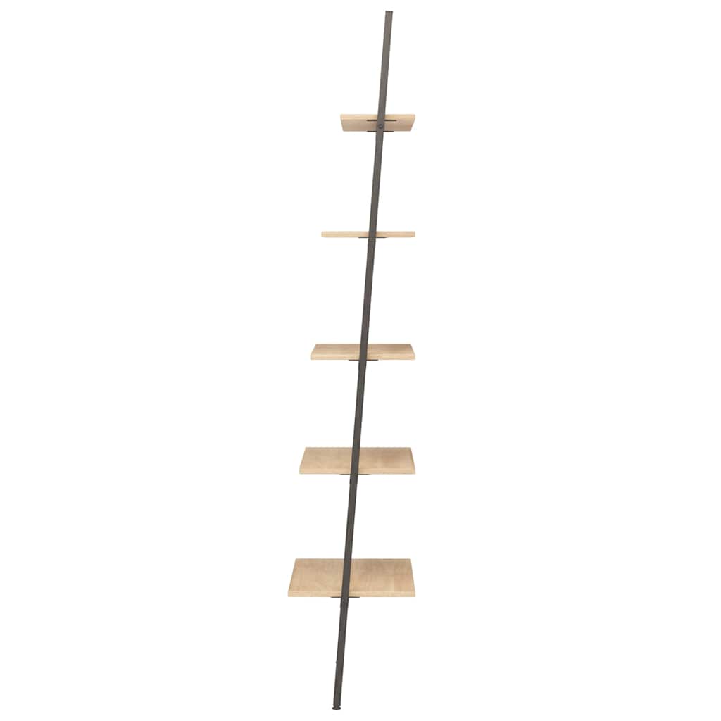 vidaXL Regał drabina z 5 półkami, jasnobrązowo-czarny, 64x34x185,5 cm