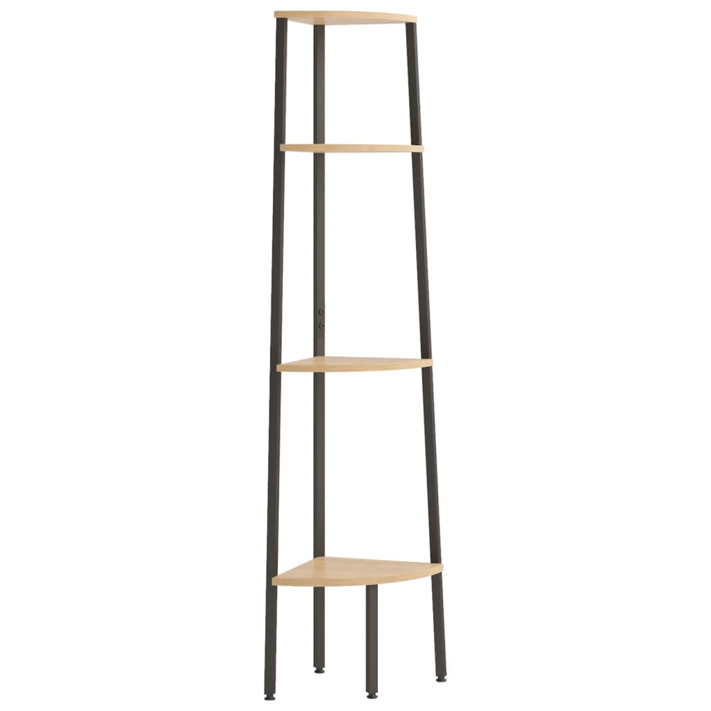 vidaXL Półka narożna 4-poziomowa jasnobrązowa i czarna 45,5x31,5x150 cm