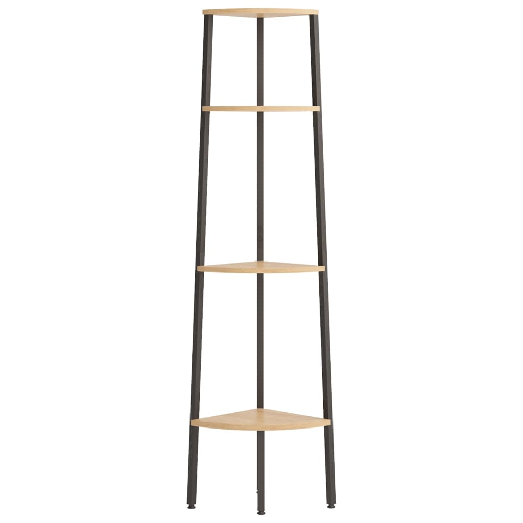 vidaXL Półka narożna 4-poziomowa jasnobrązowa i czarna 45,5x31,5x150 cm
