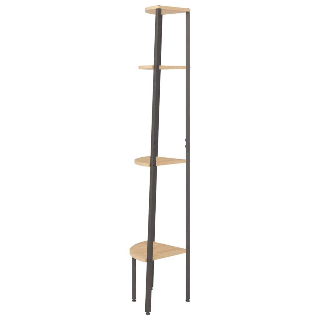 vidaXL Półka narożna 4-poziomowa jasnobrązowa i czarna 45,5x31,5x150 cm