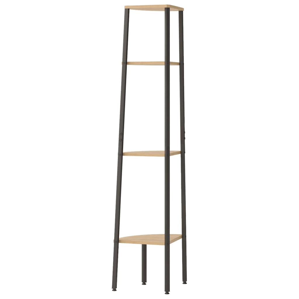 vidaXL Półka narożna 4-poziomowa jasnobrązowa i czarna 45,5x31,5x150 cm