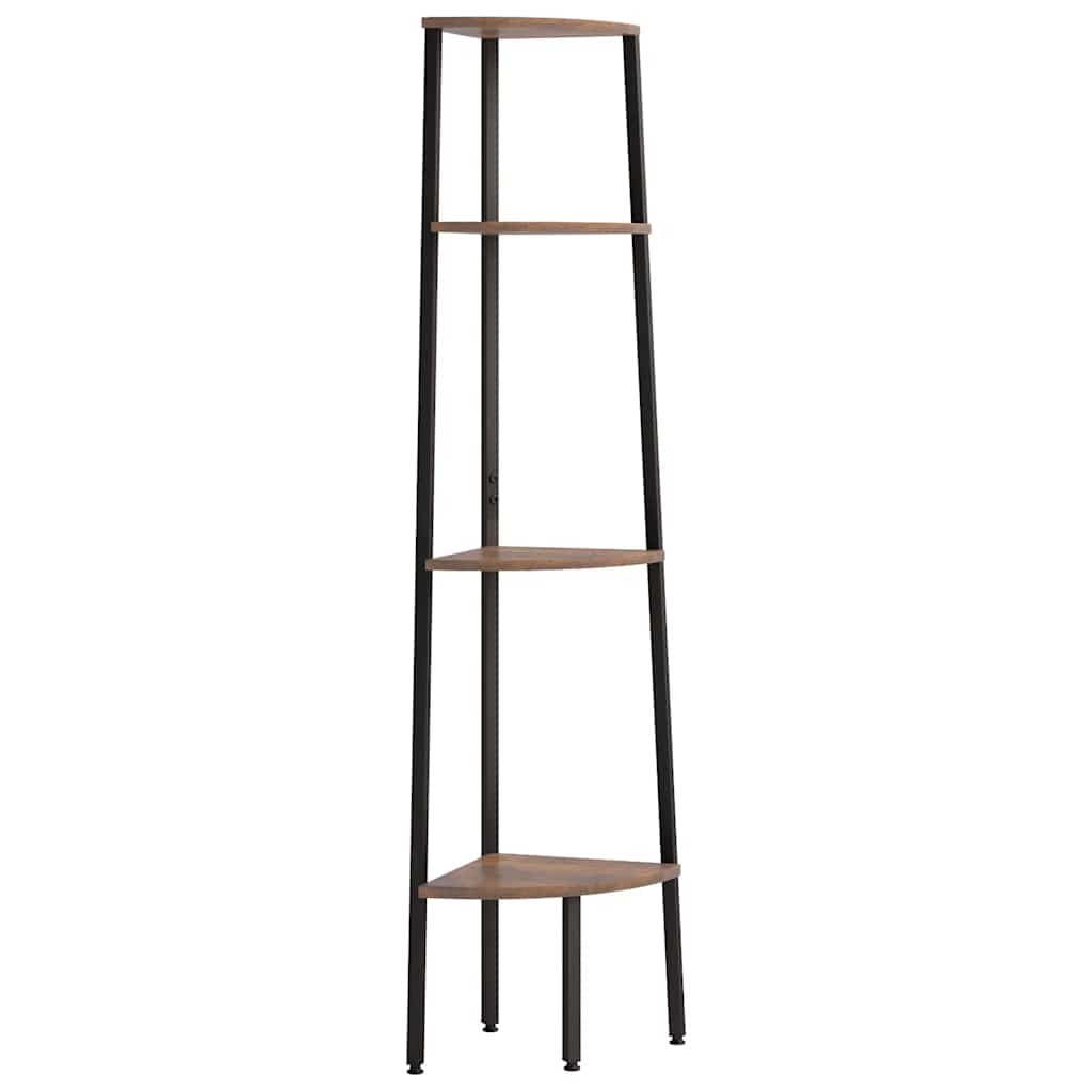 vidaXL Półka narożna 4-poziomowa, ciemnobrązowa i czarna, 45,5x31,5x150 cm