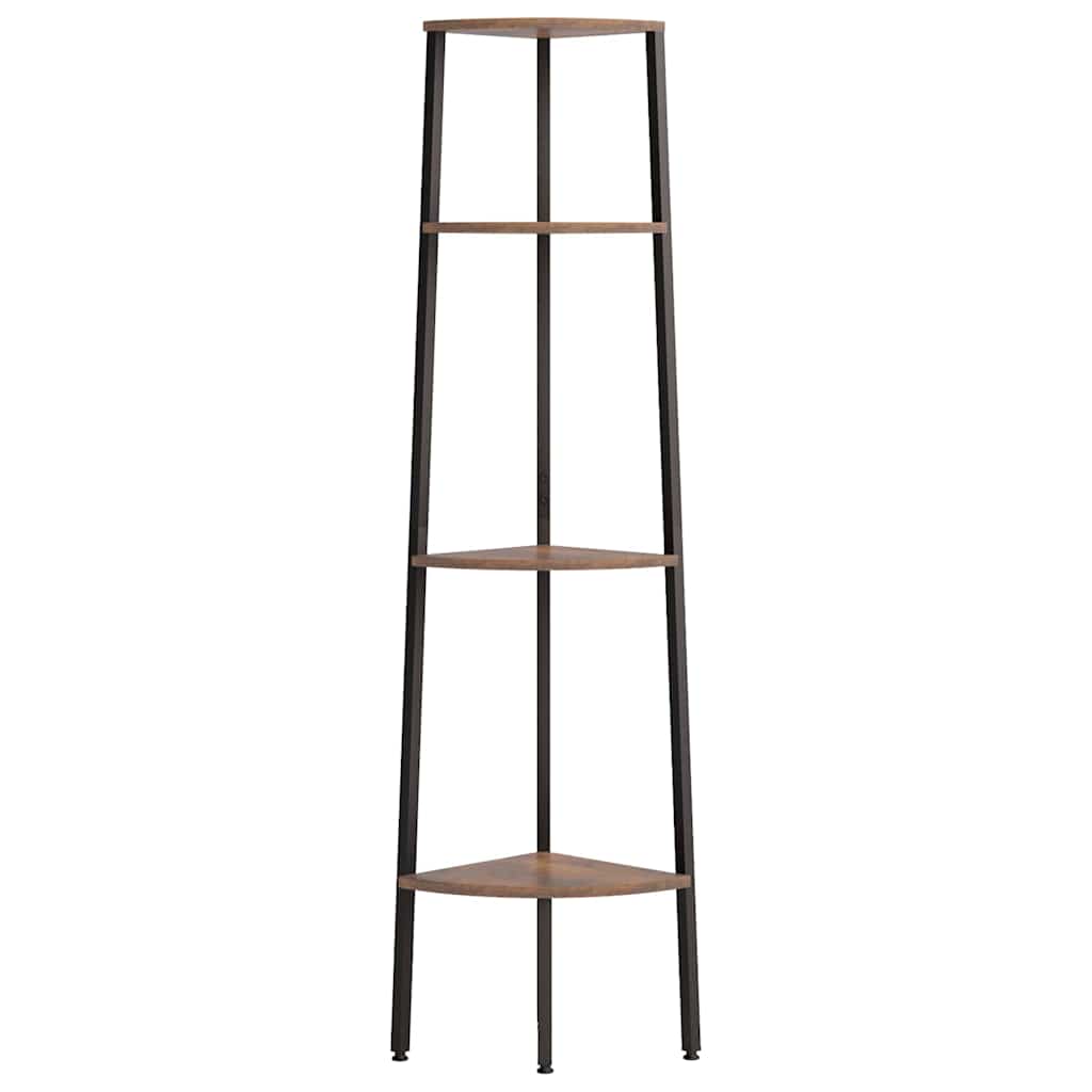 vidaXL Półka narożna 4-poziomowa, ciemnobrązowa i czarna, 45,5x31,5x150 cm