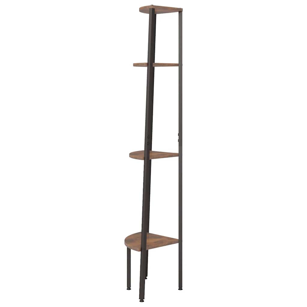 vidaXL Półka narożna 4-poziomowa, ciemnobrązowa i czarna, 45,5x31,5x150 cm