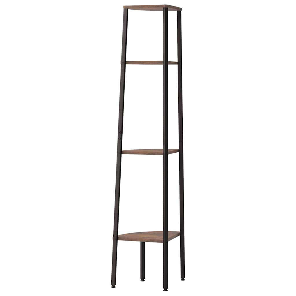vidaXL Półka narożna 4-poziomowa, ciemnobrązowa i czarna, 45,5x31,5x150 cm