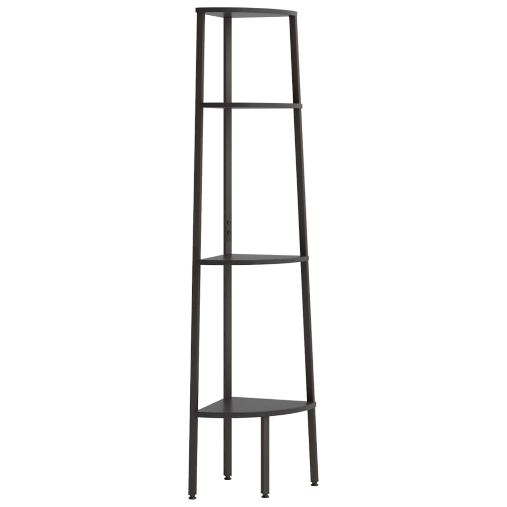 vidaXL Regał narożny, 4 półki, czarny, 45,5x31,5x150 cm