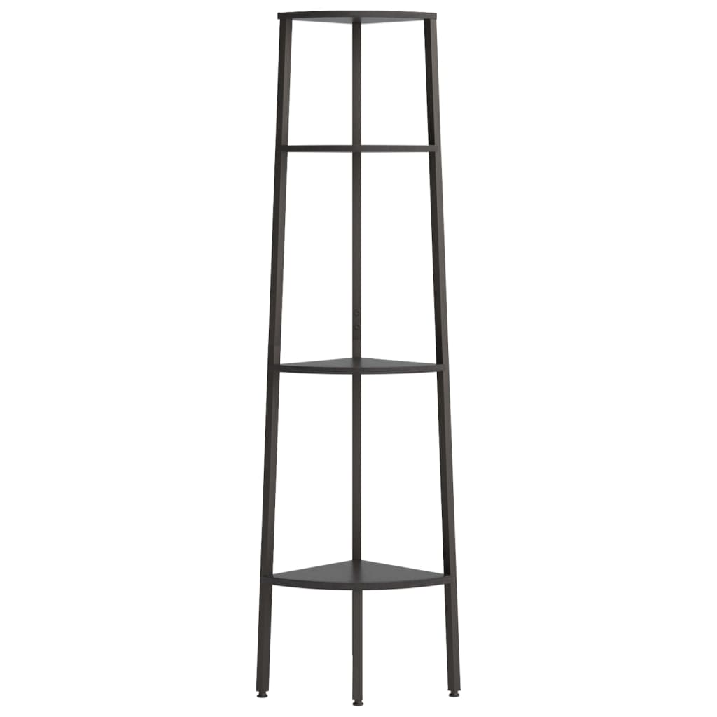vidaXL Regał narożny, 4 półki, czarny, 45,5x31,5x150 cm