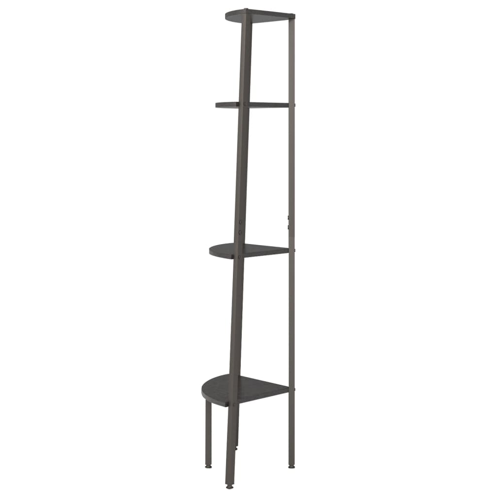 vidaXL Regał narożny, 4 półki, czarny, 45,5x31,5x150 cm