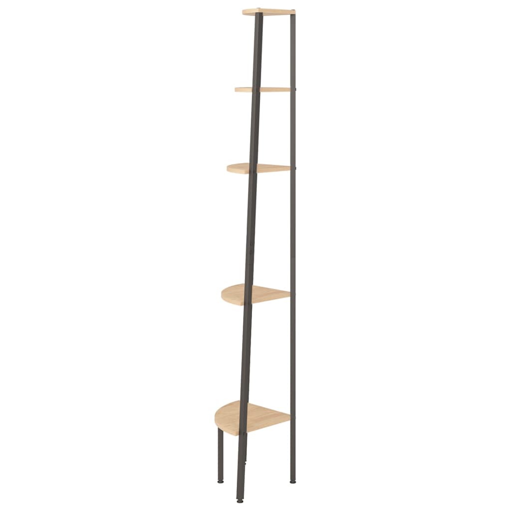 vidaXL Regał narożny, 5 półek, jasnobrązowo-czarny, 45,5x31,5x180 cm