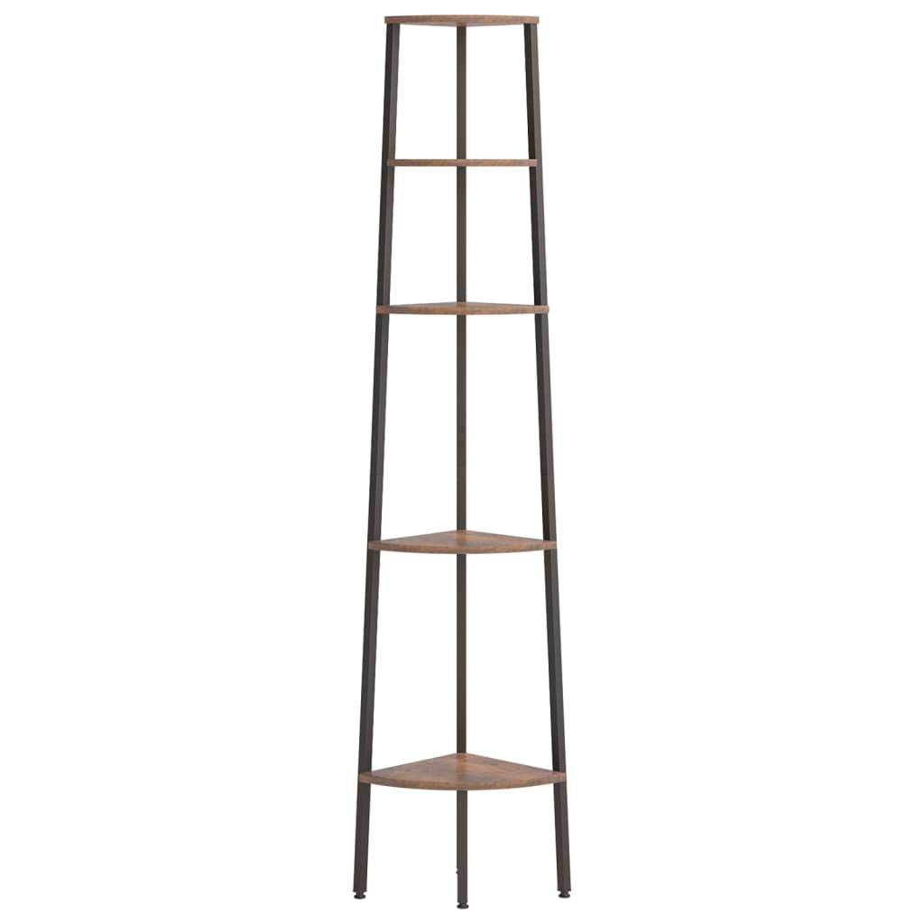 vidaXL Regał narożny, 5 półek, ciemnobrązowo-czarny, 45,5x31,5x180 cm
