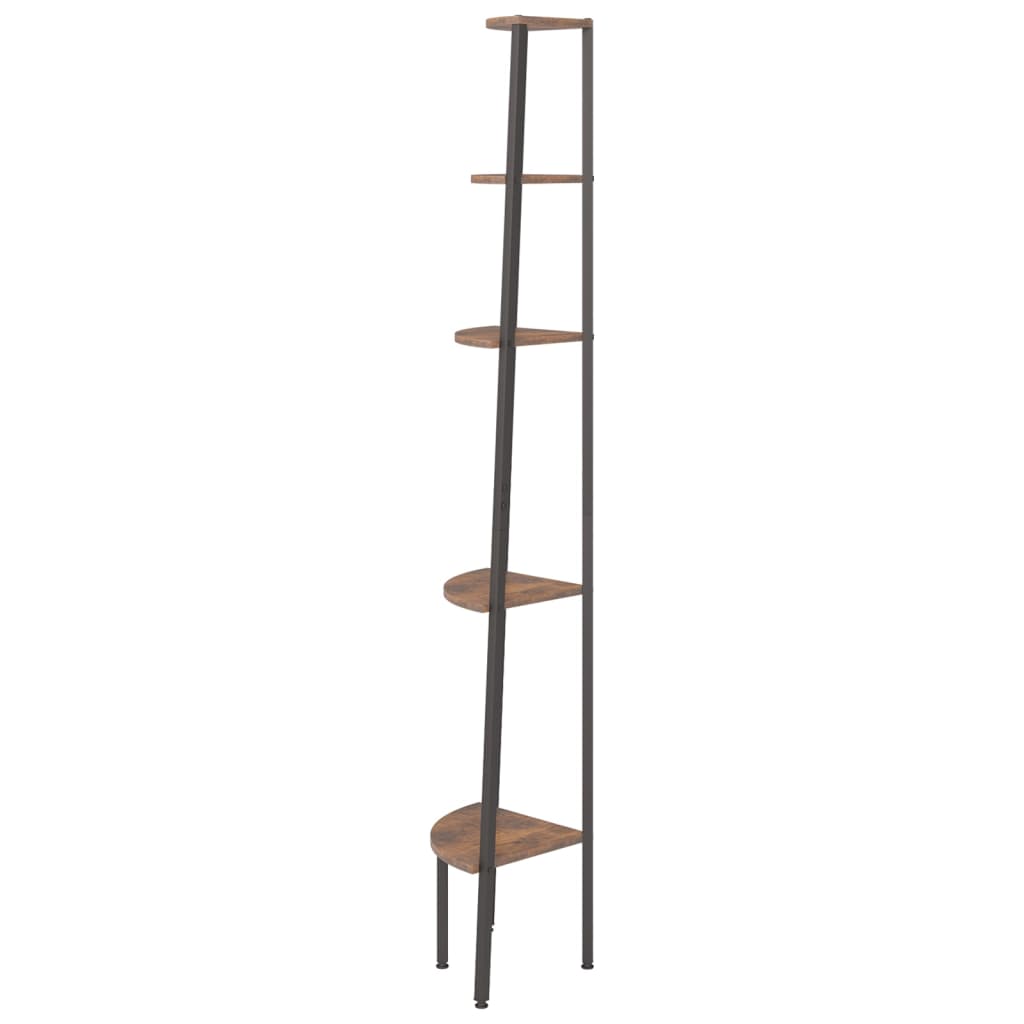 vidaXL Regał narożny, 5 półek, ciemnobrązowo-czarny, 45,5x31,5x180 cm