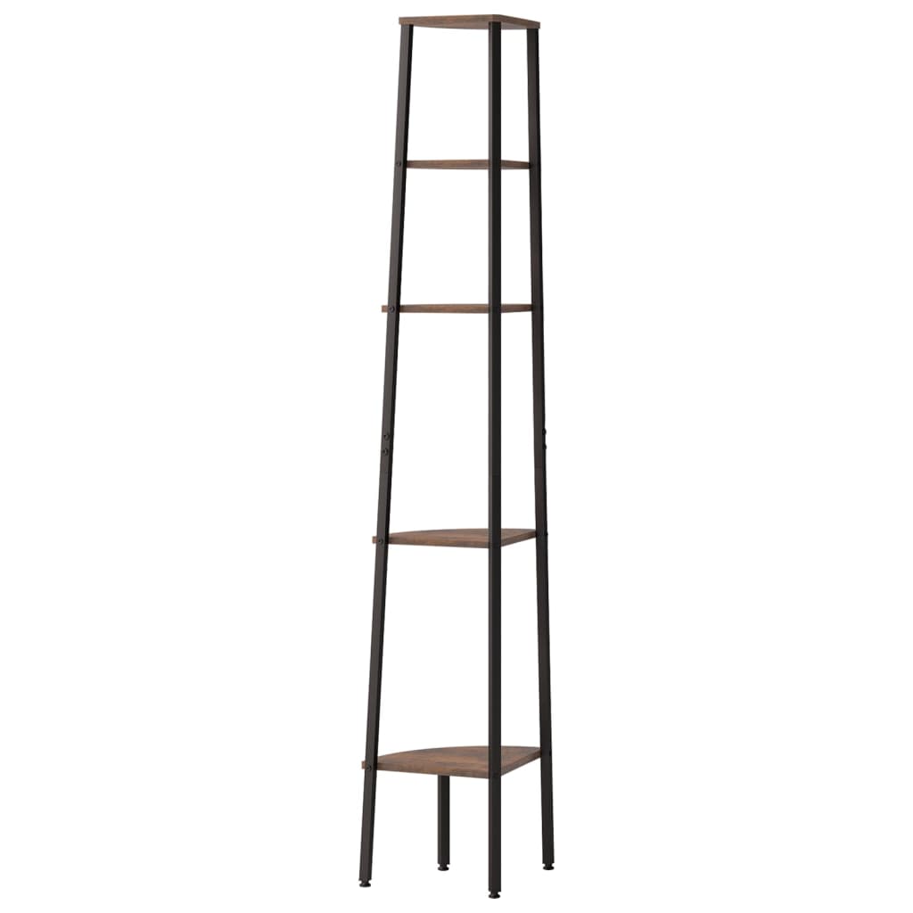 vidaXL Regał narożny, 5 półek, ciemnobrązowo-czarny, 45,5x31,5x180 cm