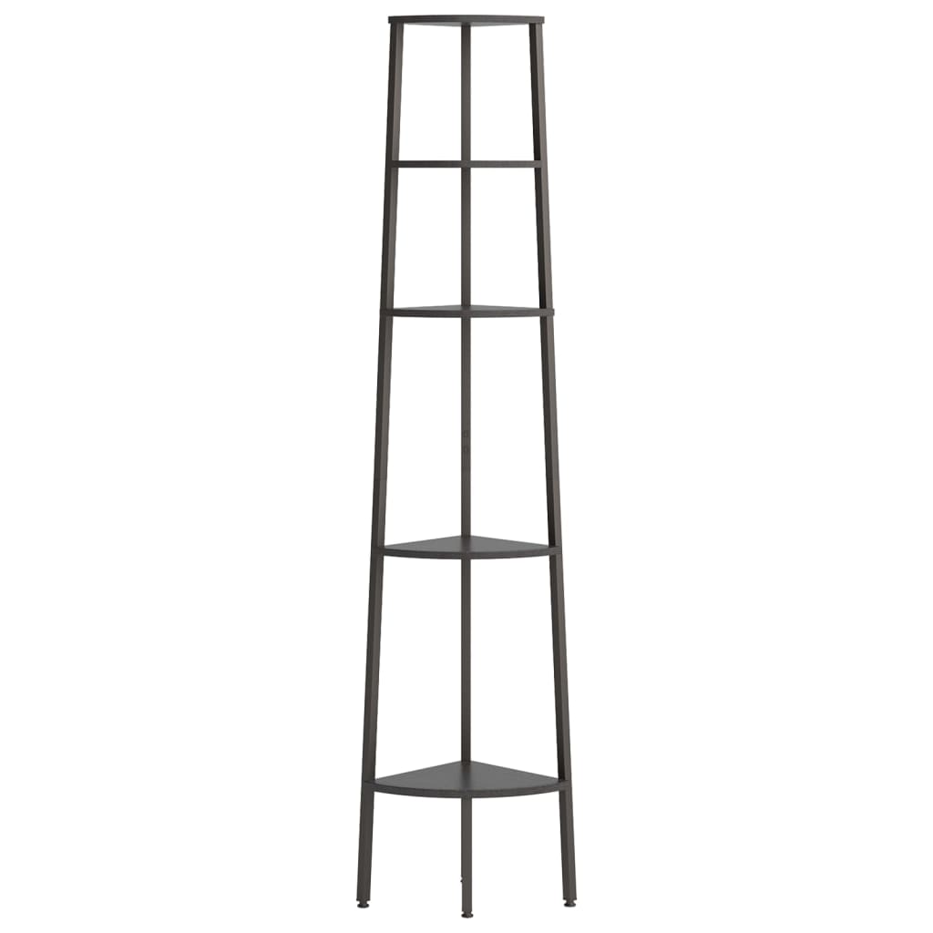 vidaXL Regał narożny, 5 półek, czarny, 45,5x31,5x180 cm
