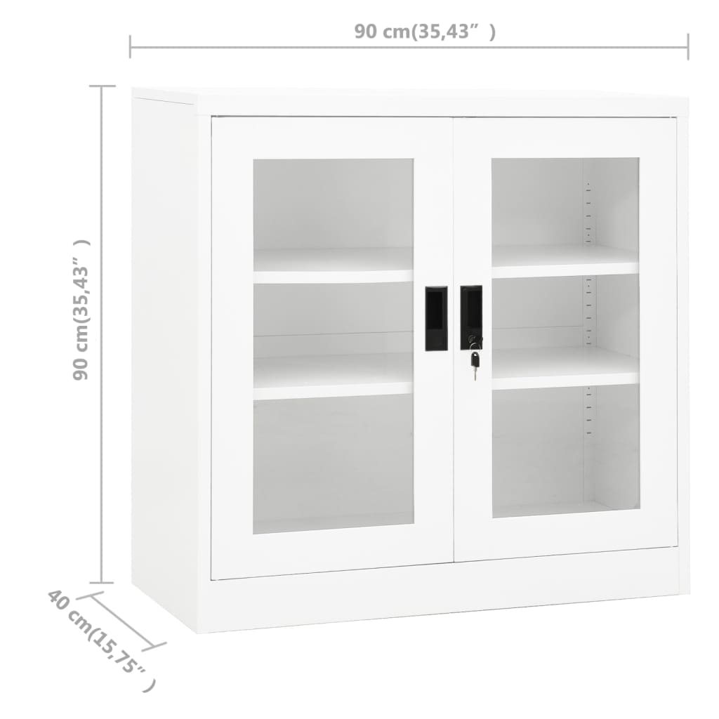 vidaXL Szafka na dokumenty, biała, 90x40x90 cm, stalowa