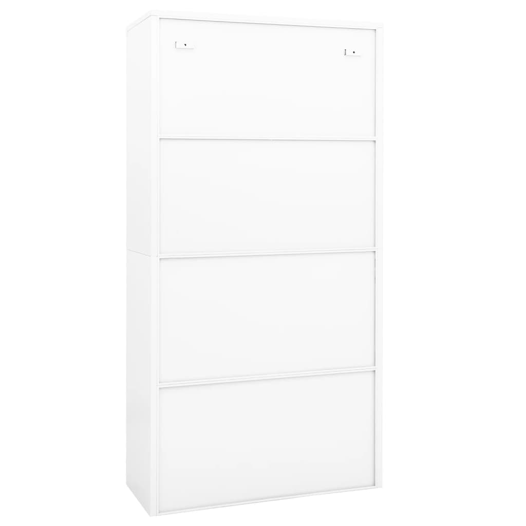 vidaXL Szafa biurowa, biała, 90x40x180 cm, stal i szkło hartowane