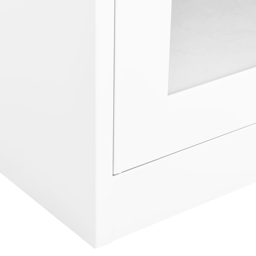 vidaXL Szafa biurowa, biała, 90x40x180 cm, stal i szkło hartowane
