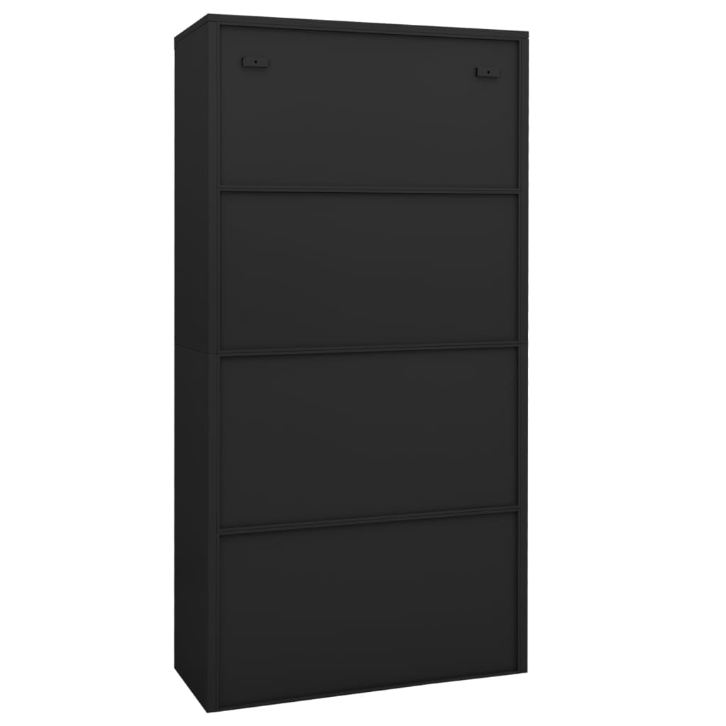 vidaXL Szafa biurowa, antracytowa, 90x40x180cm, stal i szkło hartowane