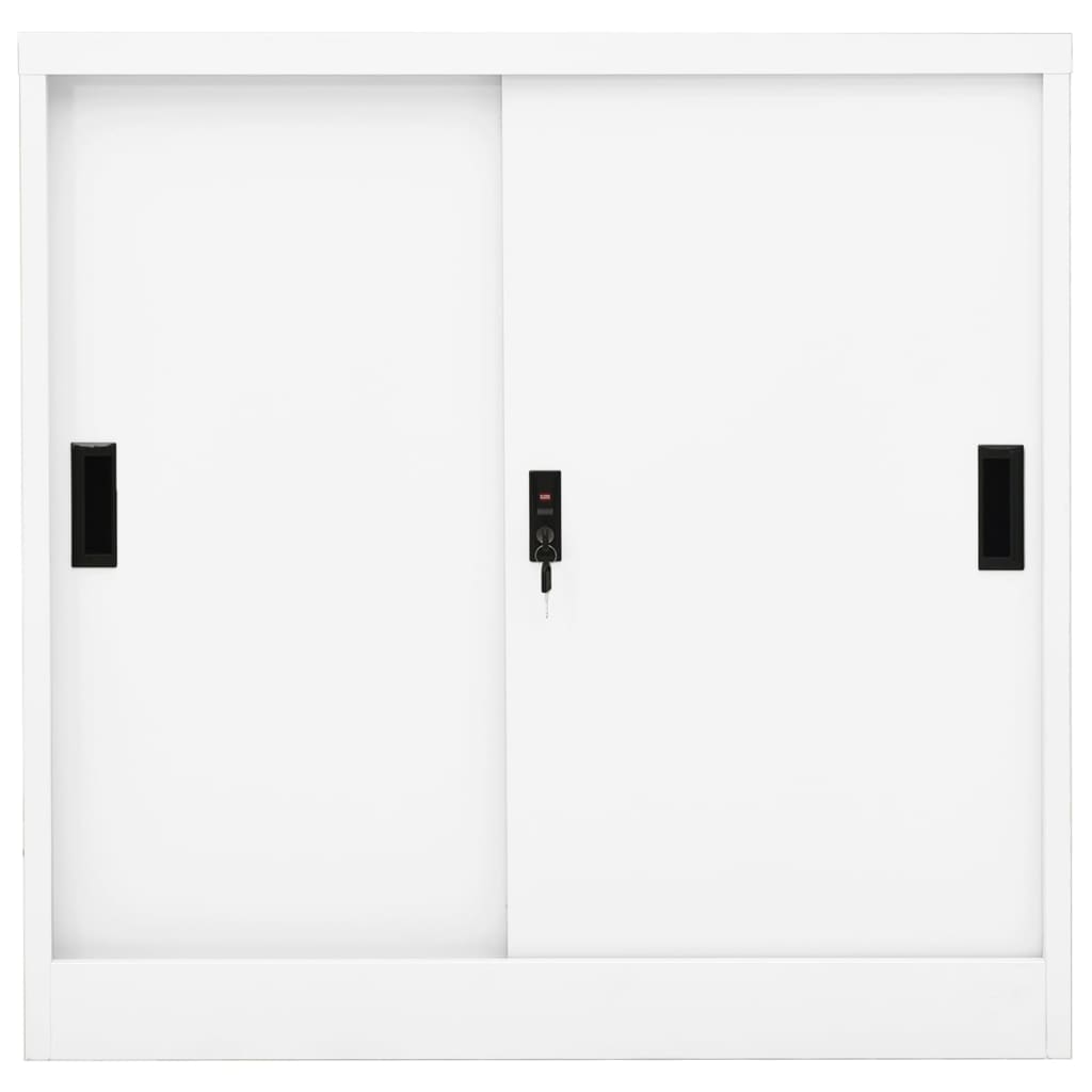 vidaXL Szafka biurowa z przesuwnymi drzwiami, biała, 90x40x90 cm