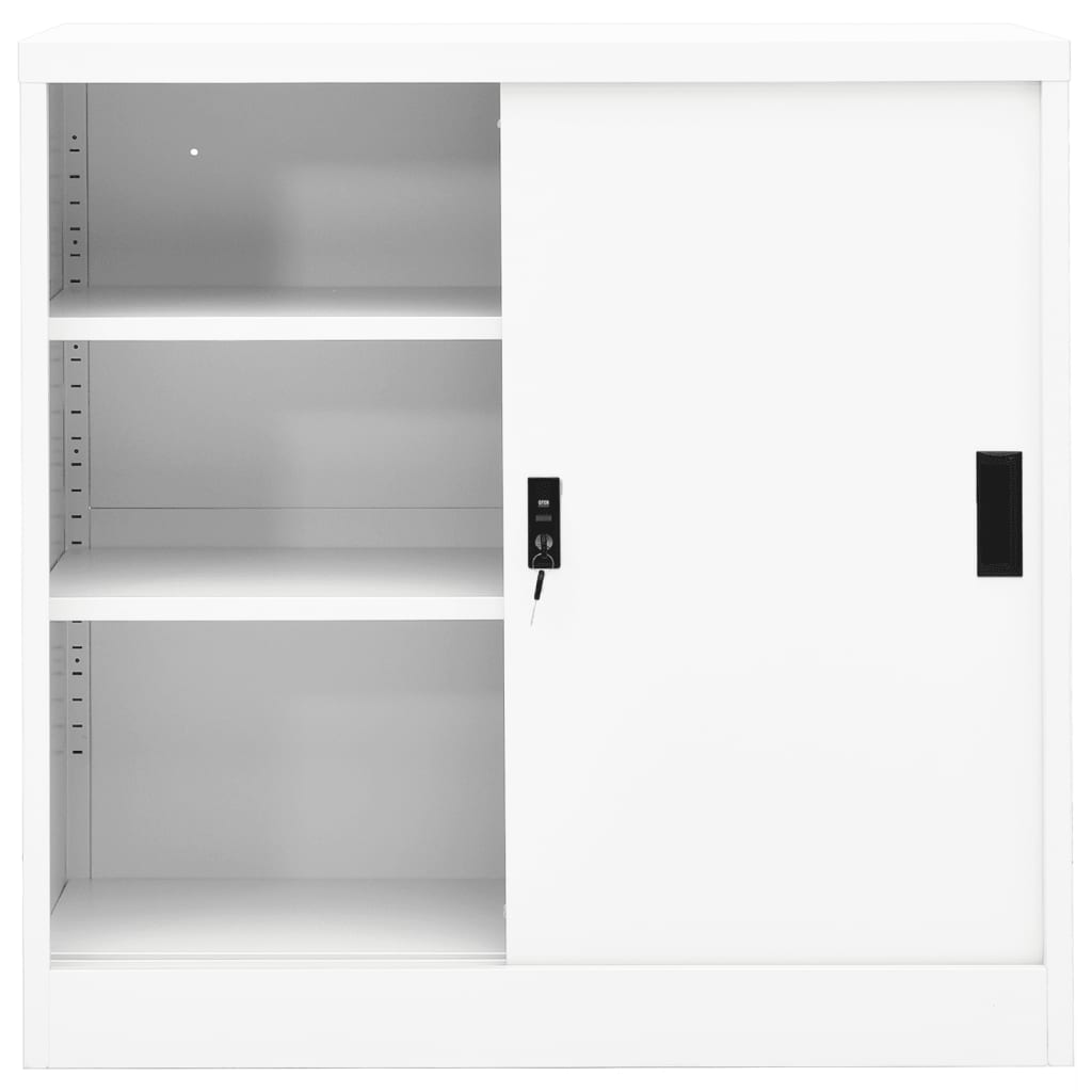 vidaXL Szafka biurowa z przesuwnymi drzwiami, biała, 90x40x90 cm