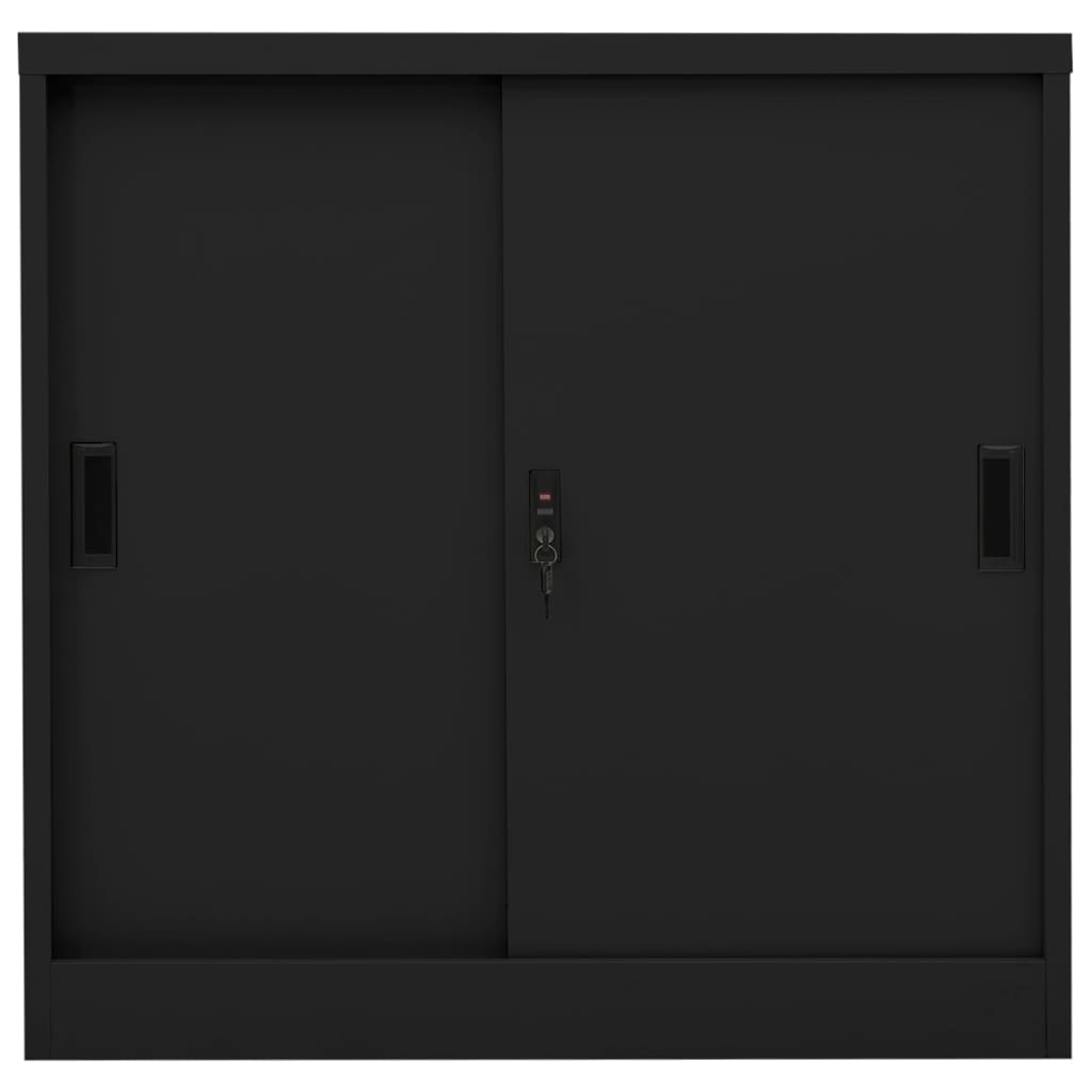 vidaXL Szafka biurowa z przesuwnymi drzwiami, czarna, 90x40x90 cm