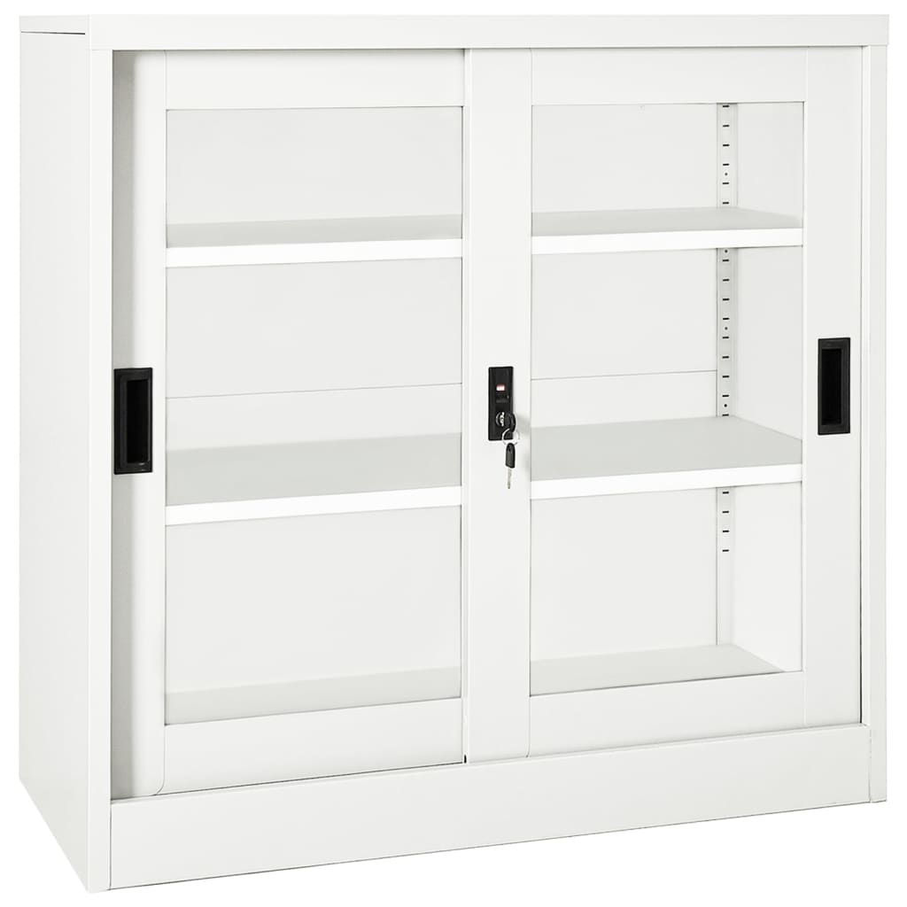 vidaXL Szafka z drzwiami przesuwnymi, biała, 90x40x90 cm, stal