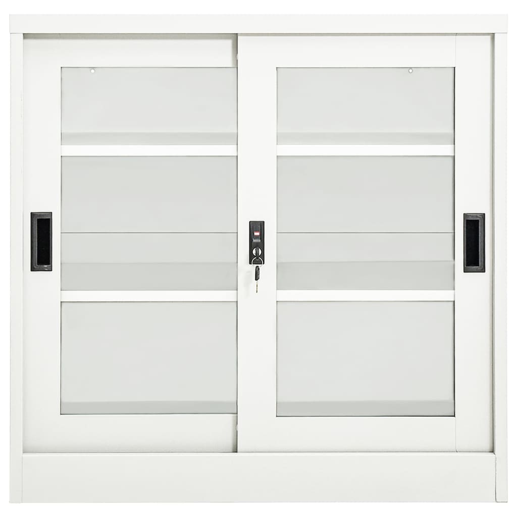 vidaXL Szafka z drzwiami przesuwnymi, biała, 90x40x90 cm, stal